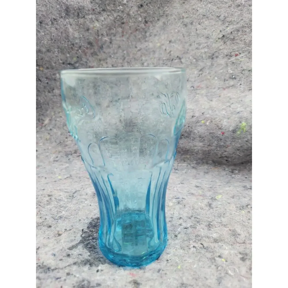 Coca Cola Aqua Light Blue Vintage 6” Tall Glass Tumbler Mug See Pics !!